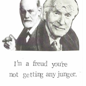 Carte d'anniversaire Freud Jung | Psychologie Amusante Joyeux Anniversaire Psychanalyse Conseiller Thérapeute Vieillissement Humour