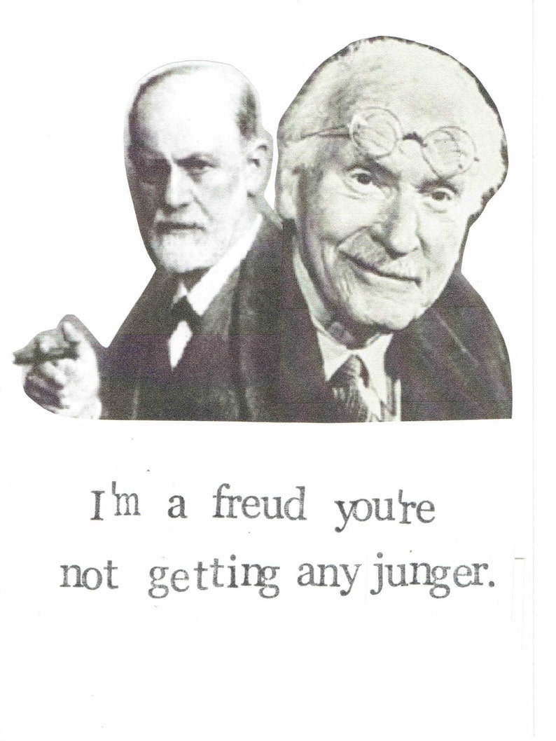 Freud Jung Birthday Card Funny Psychology Happy Birthday Psychoanalysis Humor Counsellor Counselling Therapist Aging Old image 1