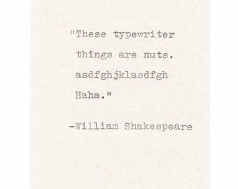 Typewriters Are Nuts Funny Shakespeare Card | William Shakespeare Writer Literature Humor Nerdy Weird Birthday Card