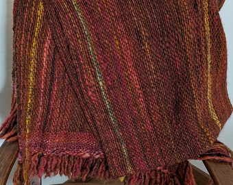 Biotayarn's South Forty Wrap, handspun artisan yarns hand woven, size XLong, wool accessory