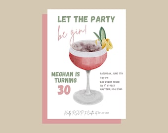 Gin Birthday Invitation – Custom Cocktail Party Invite (Digital)