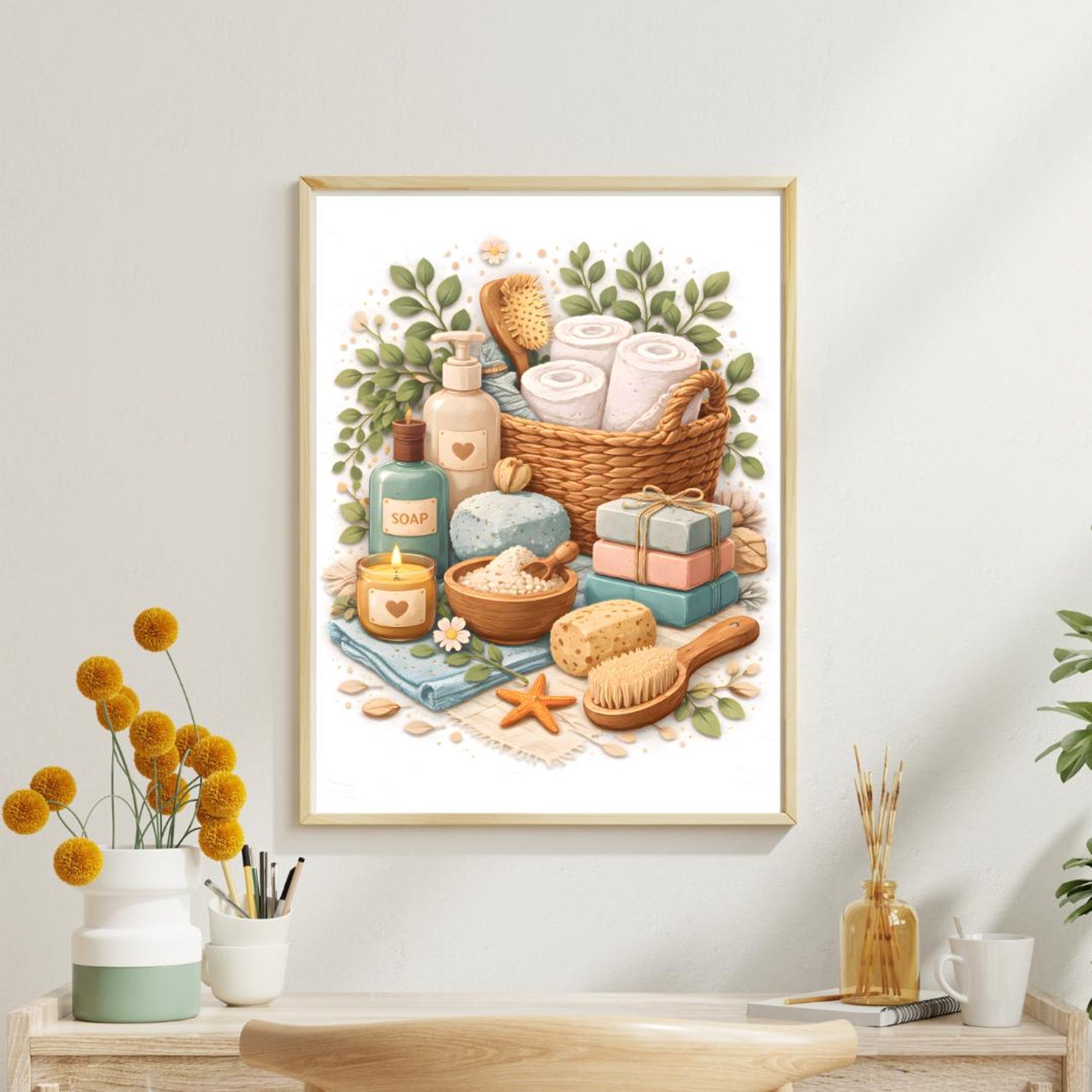 Spa Bathroom Wall Art Printable | Relaxing Self Care Decor | Modern ...