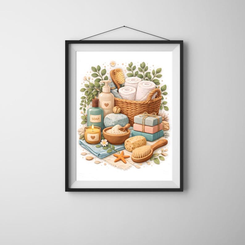 Spa Bathroom Wall Art Printable | Relaxing Self Care Decor | Modern ...