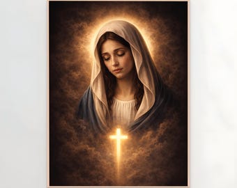 Virgin Mary Wall Art PNG, Moody Catholic Religious Art, Mother Mary Printable Christian Wall Decor, Vintage Sacred Art | Digital Download
