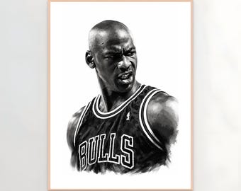 マイケル・ジョーダン アートプリント | 白黒 NBA レジェンド (デジタルダウンロード)
