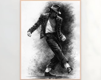 Michael Jackson Dance Art Print, King of Pop, Moody Home Decor