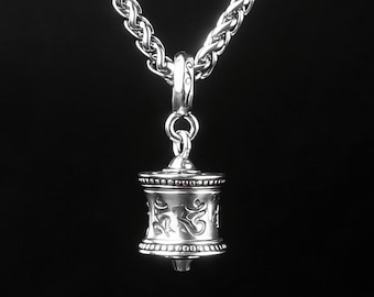 Collana con ruota di preghiera con mantra a sei sillabe, ciondolo Om Mani Padme Hum per la meditazione buddista e la protezione
