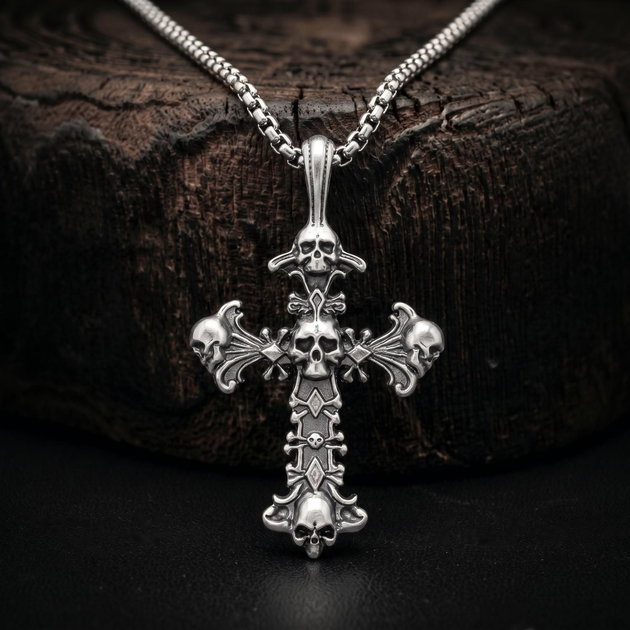 Skull Cross Necklace - Etsy
