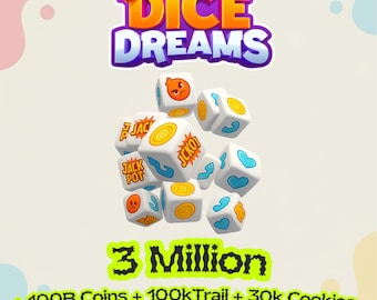 Dice Dreams 3Million Roll Boost + 100B++ Coins 100K++ Trail| Cheap | Fast Delivery | Trusted