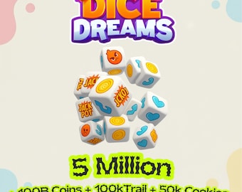 Dice Dreams 5Mill Roll Boost + 100B+ Coins 100K Trail| Cheap | Fast Delivery | Trusted