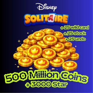 Disney Solitaire 500 miljoner mynt Boost + 3000 stjärnor | Billigt | Snabb leverans | Pålitligt