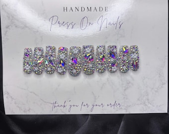 Handmade Bling Press On Nails – Luxury Rhinestone Glam Nails