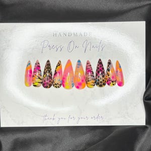 Rainbow Animal Print Press On Nails - Trendy Nail Art, Reusable & Long-Lasting, Custom Fit