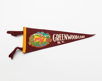Vintage Greenwood Lake New York Souvenir Felt Pennant