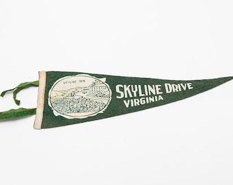 Vintage Skyline Inn Skyline Drive Virginia Souvenir Felt Pennant