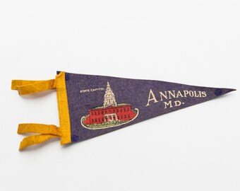 Vintage State Capitol Building Annapolis Maryland Souvenir Mini Felt Pennant