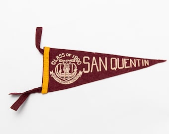 Vintage San Quentin Prison Class of 1990 Souvenir Felt Pennant