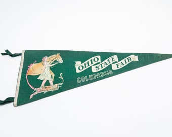 Large Early Vintage Ohio State Fair Souvenir Felt Pennant