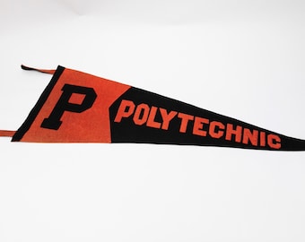 Large Early Vintage Polytechnic School College Souvenir Felt Pennant