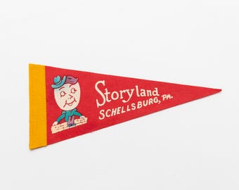 Vintage Storyland Schellsburg Pennsylvania Souvenir Mini Felt Pennant
