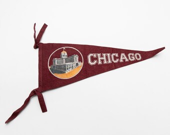 Early Vintage Chicago Federal Building Souvenir Felt Pennant