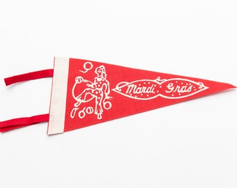 Vintage Mardi Gras New Orleans Louisiana Mini Felt Pennant