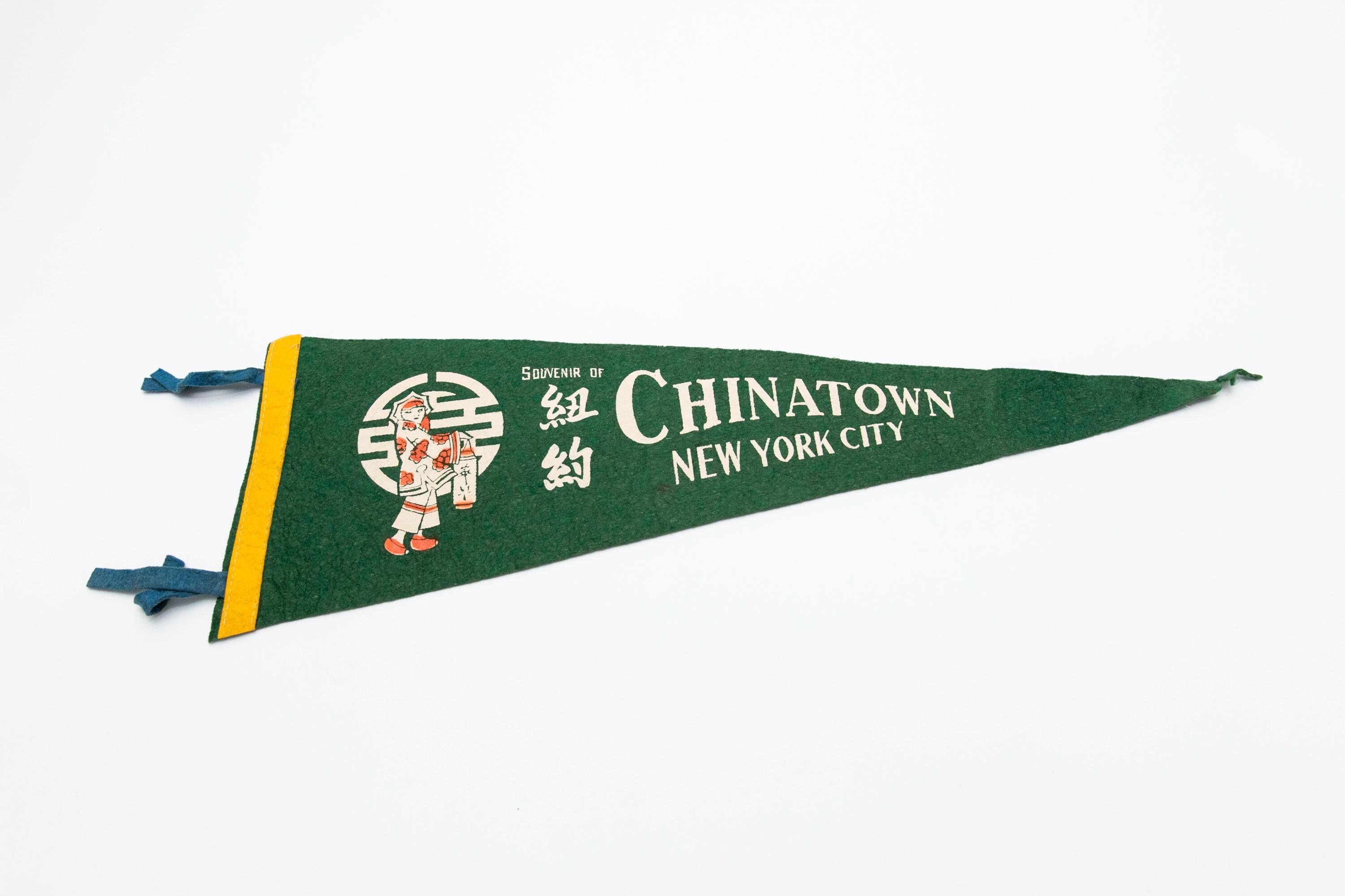 Ancien Fanion Souvenir Chinatown New York City Pennant Made Usa Circa