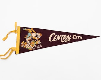 Vintage Central City Nebraska Rodeo Souvenir Felt Pennant