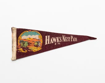 Vintage Hawks Nest Park West Virginia Souvenir Felt Pennant