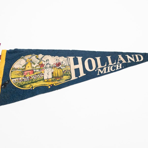 Large Vintage Holland Michigan Souvenir Felt Pennant