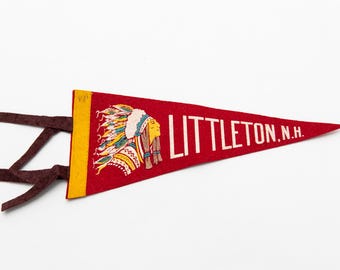 Vintage Littleton New Hampshire Souvenir Felt Pennant