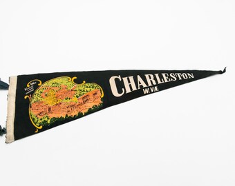 Vintage Charleston West Virginia State Capitol Souvenir Felt Pennant