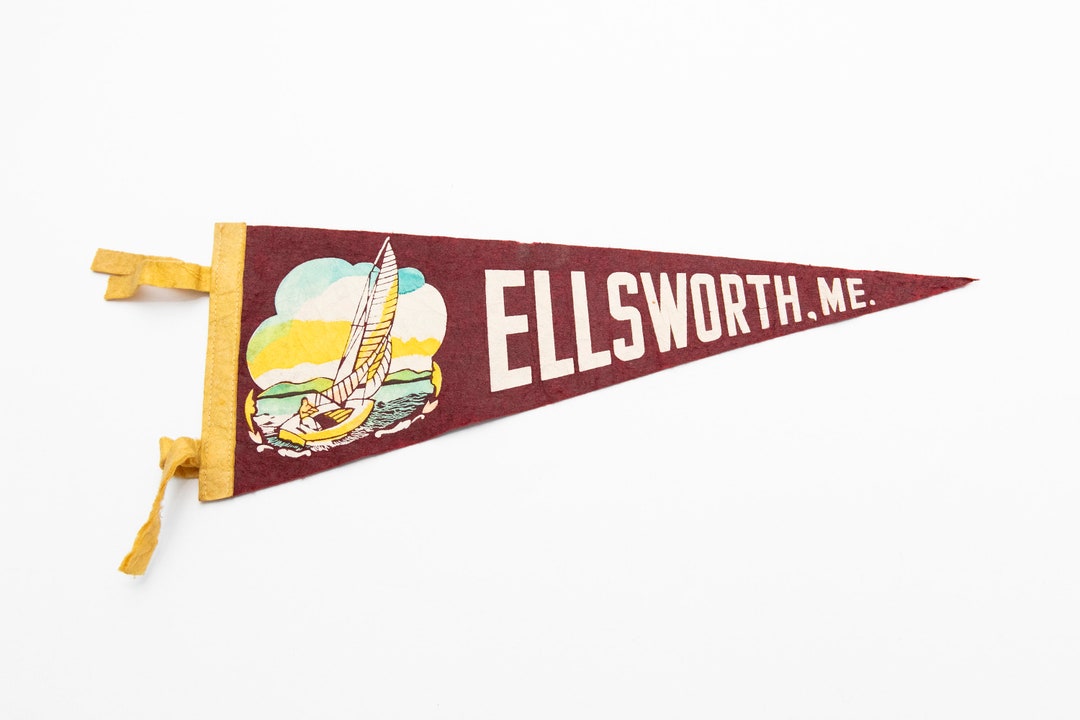Vintage Ellsworth Maine Souvenir Felt Pennant Etsy
