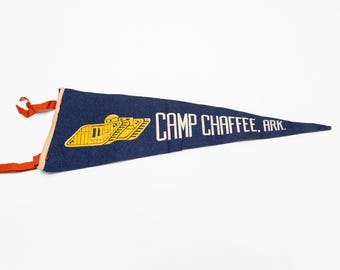 Vintage U.S. Army Camp Chaffee Arkansas Tank Souvenir Felt Pennant