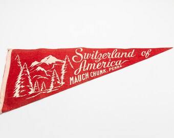 Large Vintage Mauch Chunk Pennsylvania Souvenir Felt Pennant