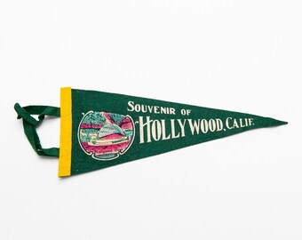 Vintage Hollywood Bowl California Souvenir Felt Pennant