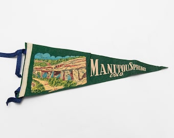 Vintage Cliff Dwellings Manitou Springs Colorado Souvenir Felt Pennant