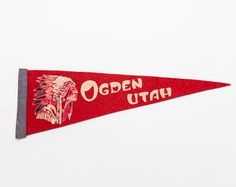 Vintage Ogden Utah Souvenir Felt Pennant