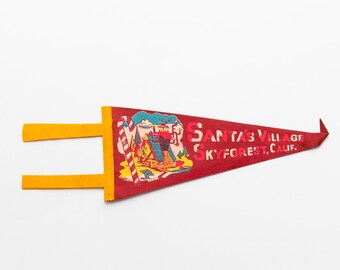 Vintage Santa's Village Skyforest California Souvenir Felt Pennant