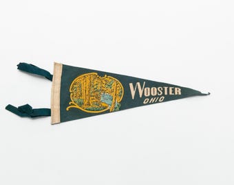 Vintage Wooster Ohio Souvenir Felt Pennant