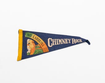 Vintage Chimney Rock North Carolina Souvenir Felt Pennant