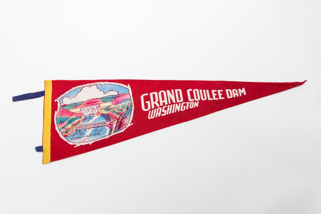 Vintage Grand Coulee Dam Washington Souvenir Felt Pennant Etsy
