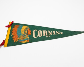 Vintage Corning New York Souvenir Felt Pennant