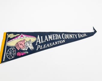 Vintage Alameda County Fair Pleasanton California Souvenir Felt Pennant