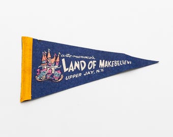 Vintage Land of Makebelieve Upper Jay New York Souvenir Mini Felt Pennant
