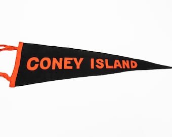 Early Vintage Coney Island New York Souvenir Felt Pennant