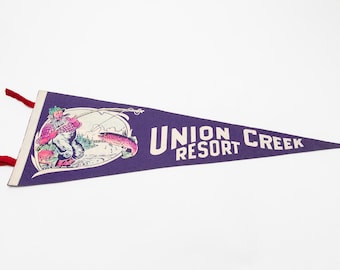 Vintage Union Creek Resort Prospect Oregon Fishing Souvenir Felt Pennant