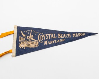 Vintage Crystal Beach Manor Maryland Souvenir Felt Pennant