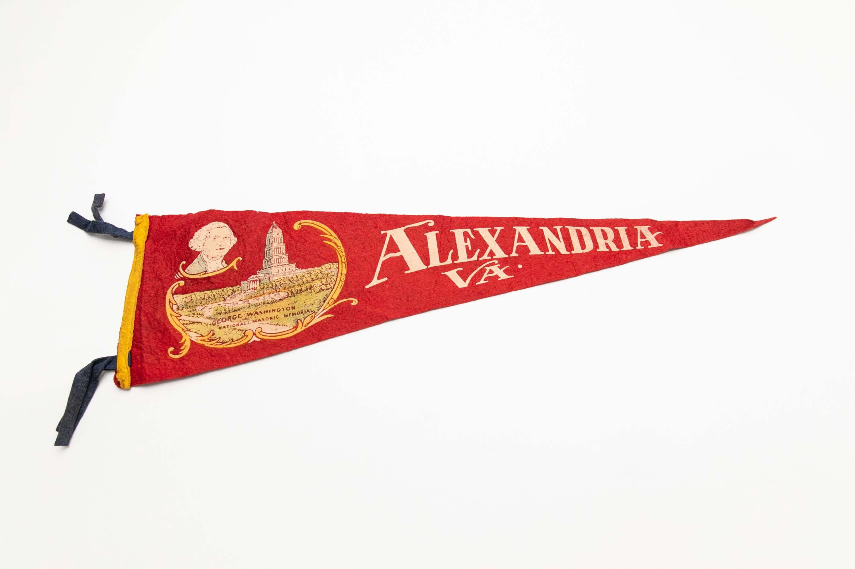 Vintage Alexandria Virginia Masonic Memorial Souvenir Felt Pennant