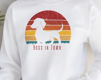 Dachshund Sweatshirt: Unisex "Boss in Town" Wiener Dog Jumper, Cozy Dog Owner Pullover